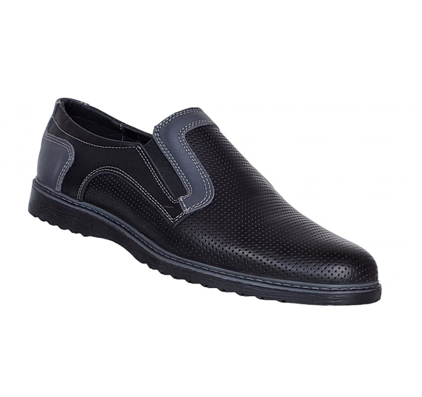 Pantofi barbati casual din piele naturala , Negru - GKR90N