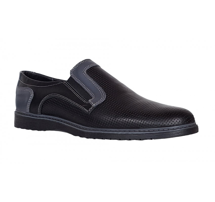 Pantofi barbati casual din piele naturala , Negru - GKR90N