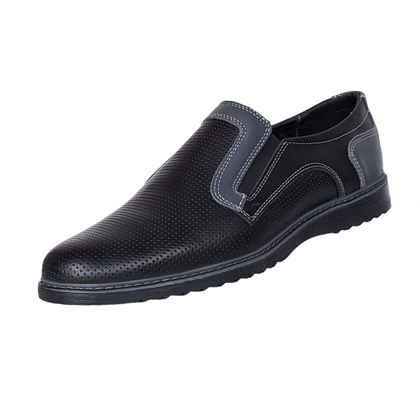 Pantofi barbati casual din piele naturala , Negru - GKR90N