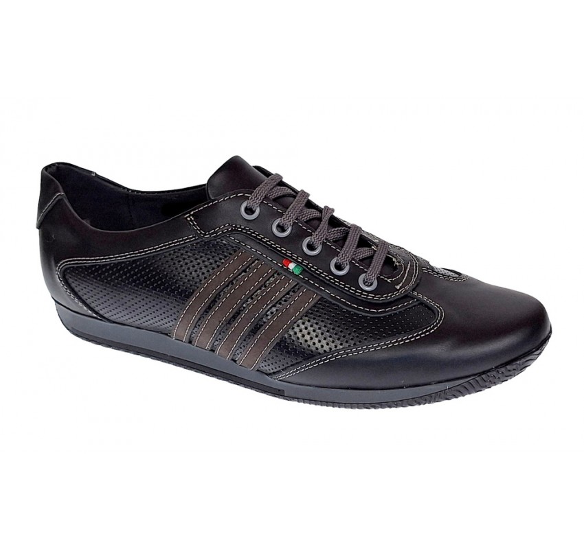 Pantofi barbati sport din piele naturala , Negru - GKR93N