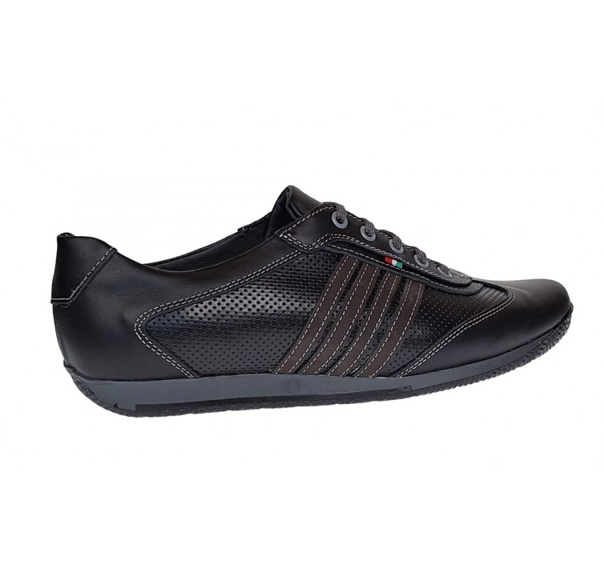 Pantofi barbati sport din piele naturala , Negru - GKR93N