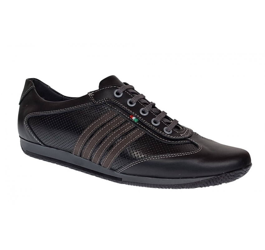 Pantofi barbati sport din piele naturala , Negru - GKR93N