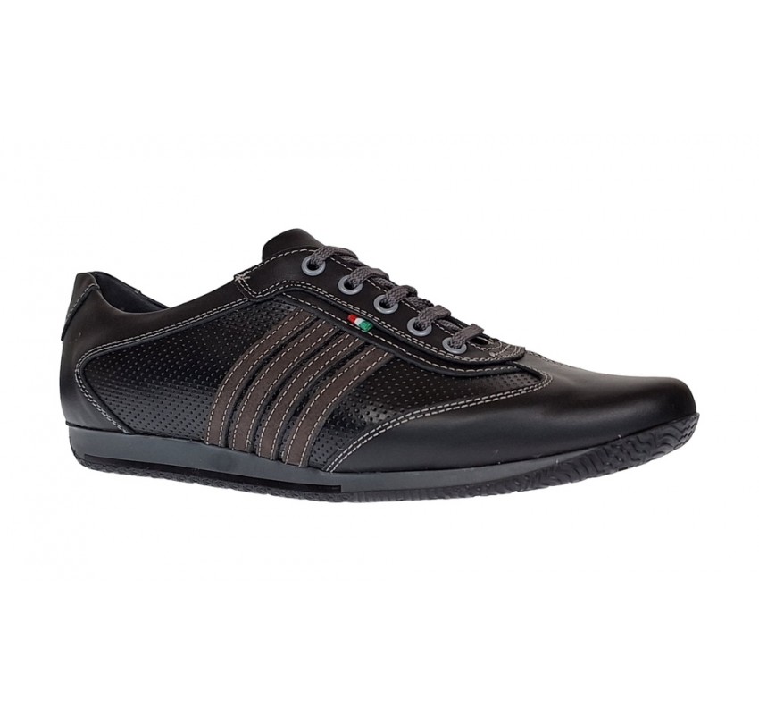 Pantofi barbati sport din piele naturala , Negru - GKR93N