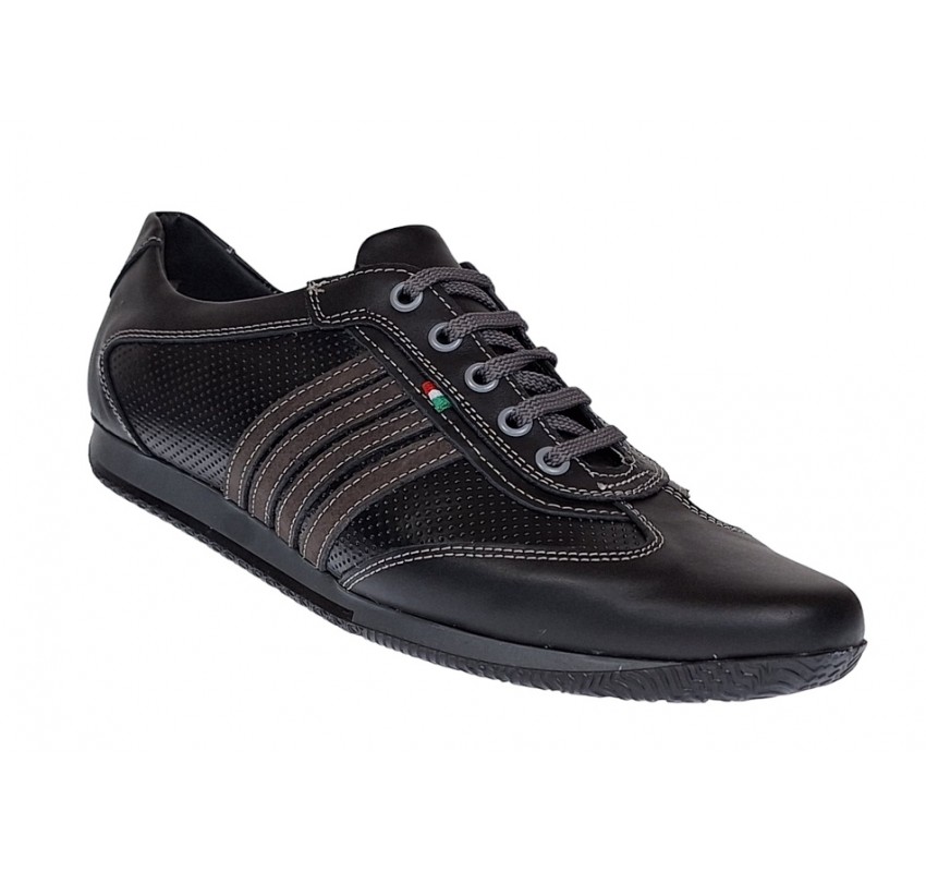 Pantofi barbati sport din piele naturala , Negru - GKR93N