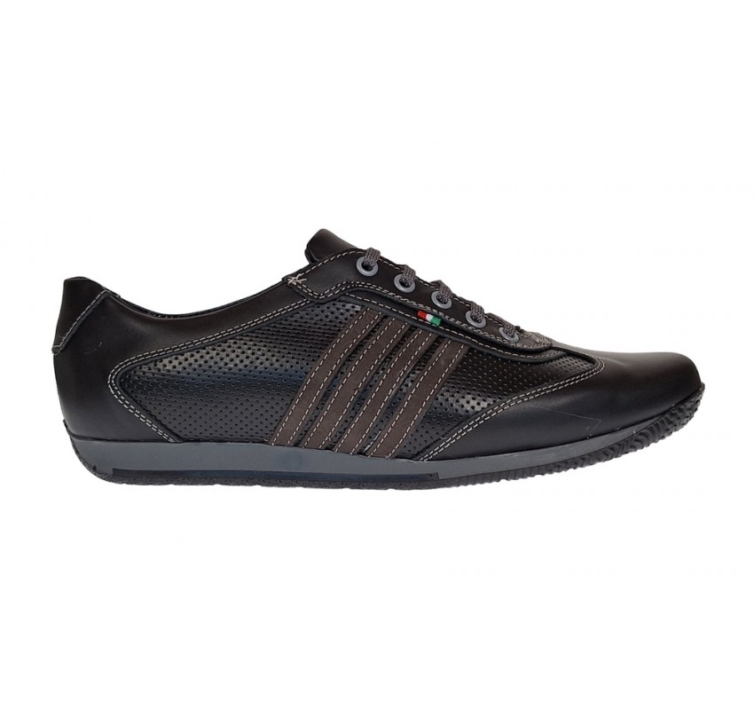 Pantofi barbati sport din piele naturala , Negru - GKR93N