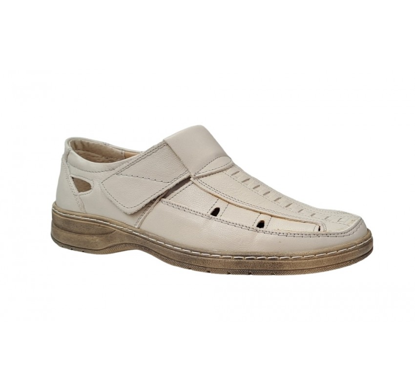 Pantofi barbati casual, perforati, din piele naturala, Bej - GKRPERFCBEJ