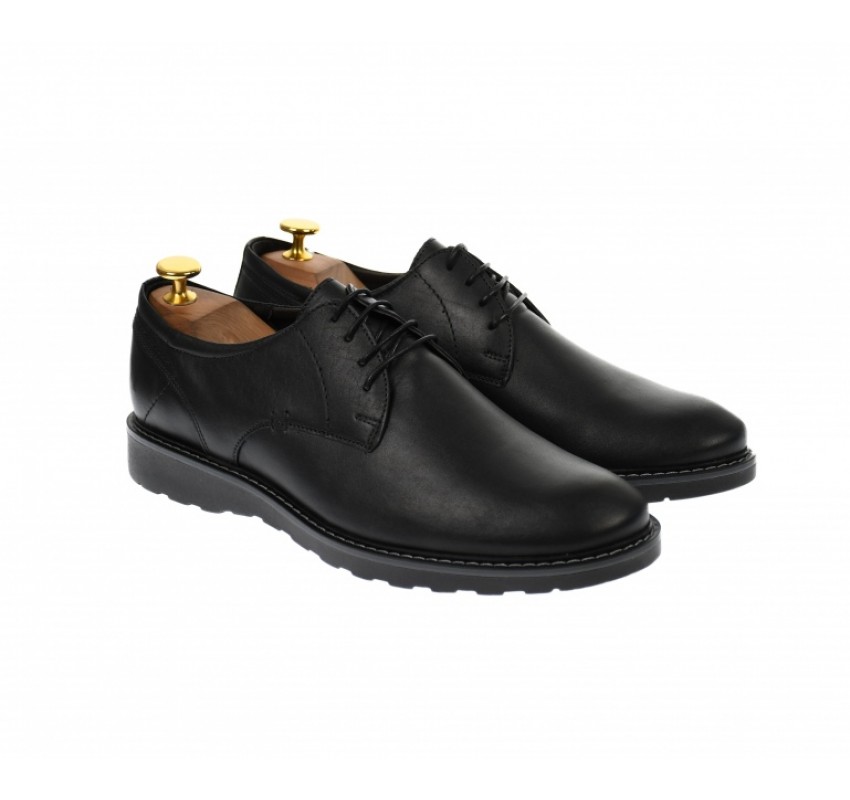 OFERTA MARIMEA 41 - Pantofi barbati,casual, cu siret, din piele naturala - L100NEGRU