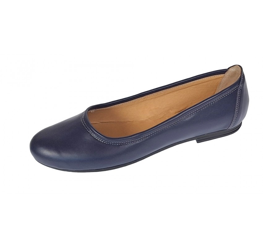 OFERTA  marimea 37, 39  -  Balerini dama, model casual, din piele naturala, bleumarin - LFLO3BL