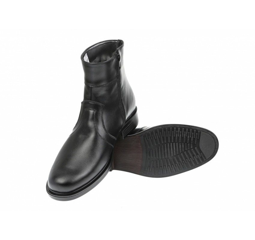 Oferta marimea 39 - Ghete barbati negre, office, elegante din piele naturala, cu fermoar - LGTANCAN