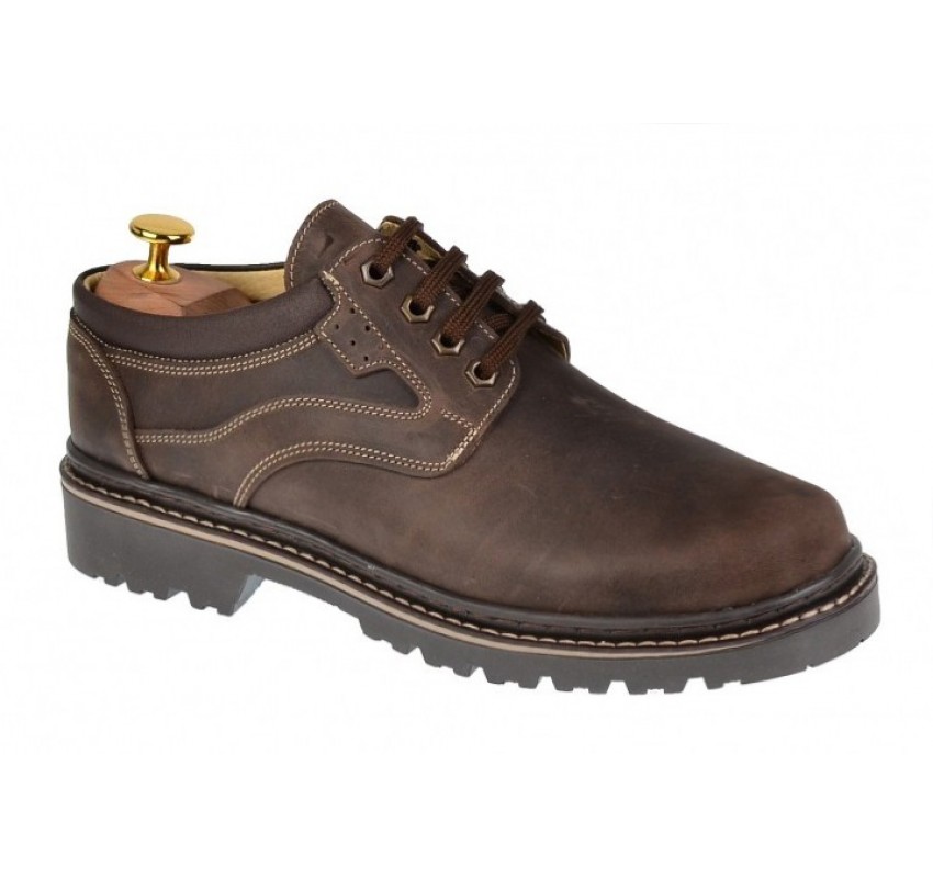 OFERTA MARIMEA 40,  44,  45 -  - Pantofi barbati, casual, din piele naturala maro, model toamna, iarna - LMARK3MBF