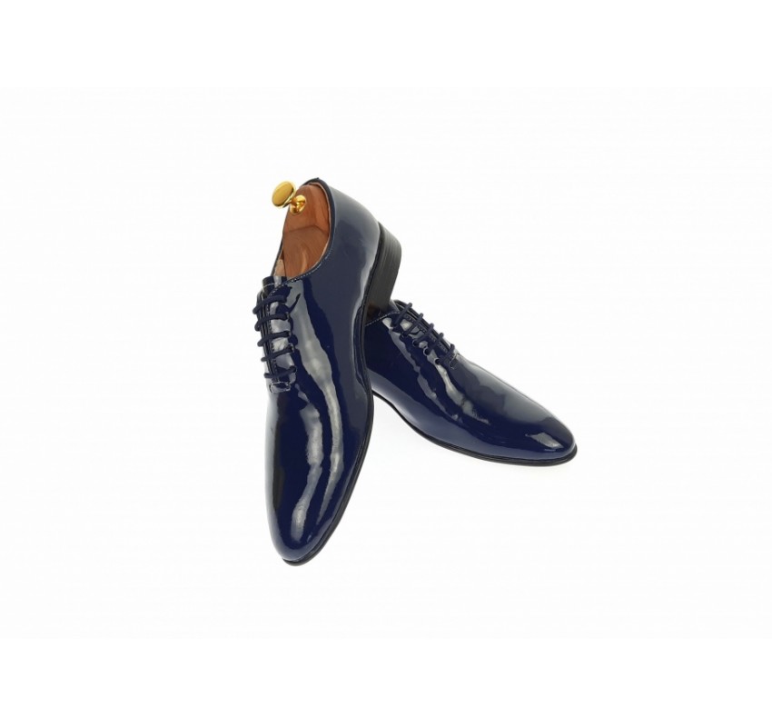 Oferta marimea  38, 41, 42 - Pantofi barbati eleganti bleumarin din piele naturala lac, ENZO - LMOD1BLMLAC