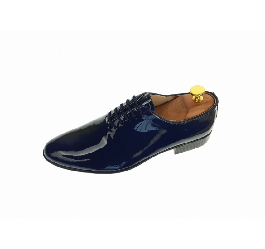 Oferta marimea  38, 41, 42 - Pantofi barbati eleganti bleumarin din piele naturala lac, ENZO - LMOD1BLMLAC