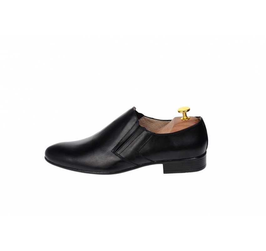 OFERTA MARIMEA  42  - Pantofi barbati cu elastic eleganti casual din piele naturala neagra LMOD1NEL