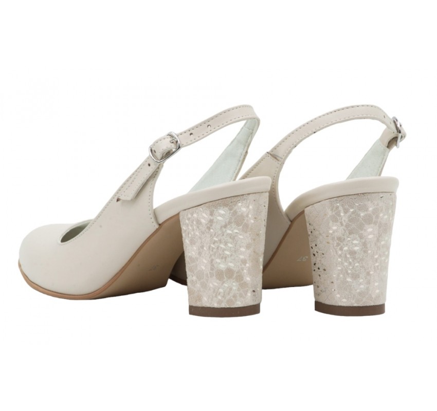 OFERTA marimea 39-Pantofi dama eleganti , decupati , nud , cu toc floral , 6 cm - LNA101NUD