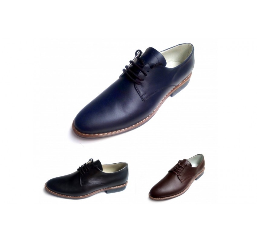 OFERTA marimea  41, 42, 43,  44, Pantofi barbati casual, eleganti din piele naturala bleumarin inchis, LNIC184BLBOX