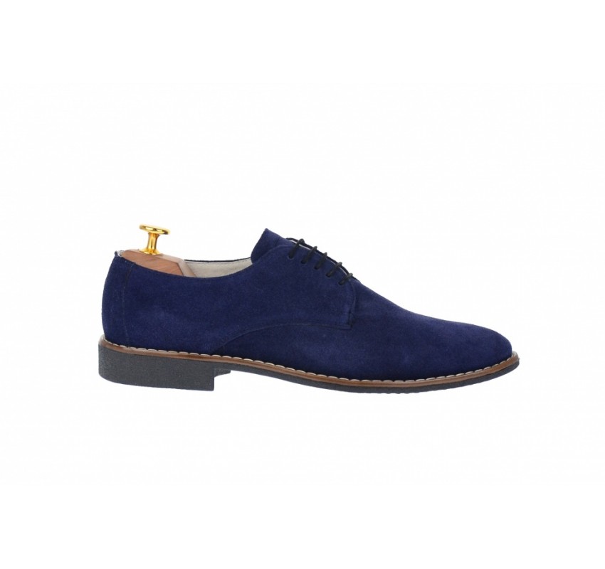 OFERTA  marimea 41 - Pantofi barbati casual, eleganti din piele naturala intoarsa bleumarin LNIC184BLMVEL