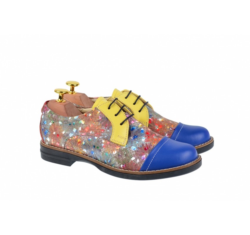 OFERTA marimea 36- Pantofi dama din piele naturala multicolora - LP10BLGR