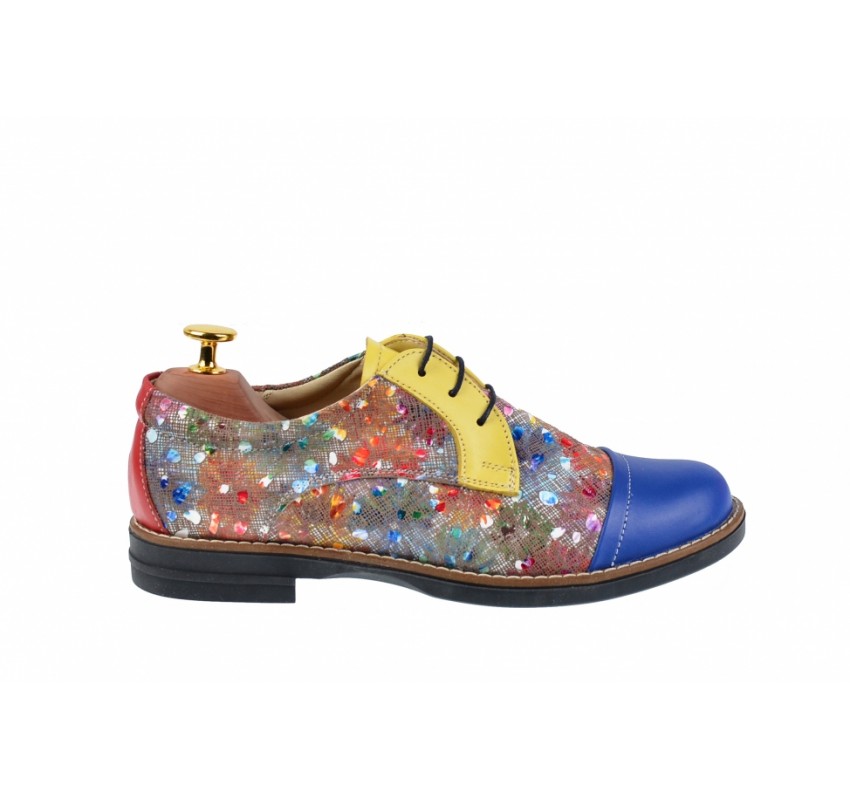 OFERTA marimea 36- Pantofi dama din piele naturala multicolora - LP10BLGR