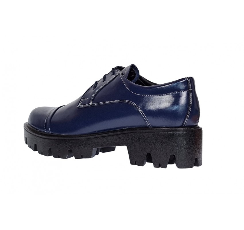 Oferta marimea 38 Pantofi dama casual din piele naturala platforme inalte Bleumarin - LP11BLM