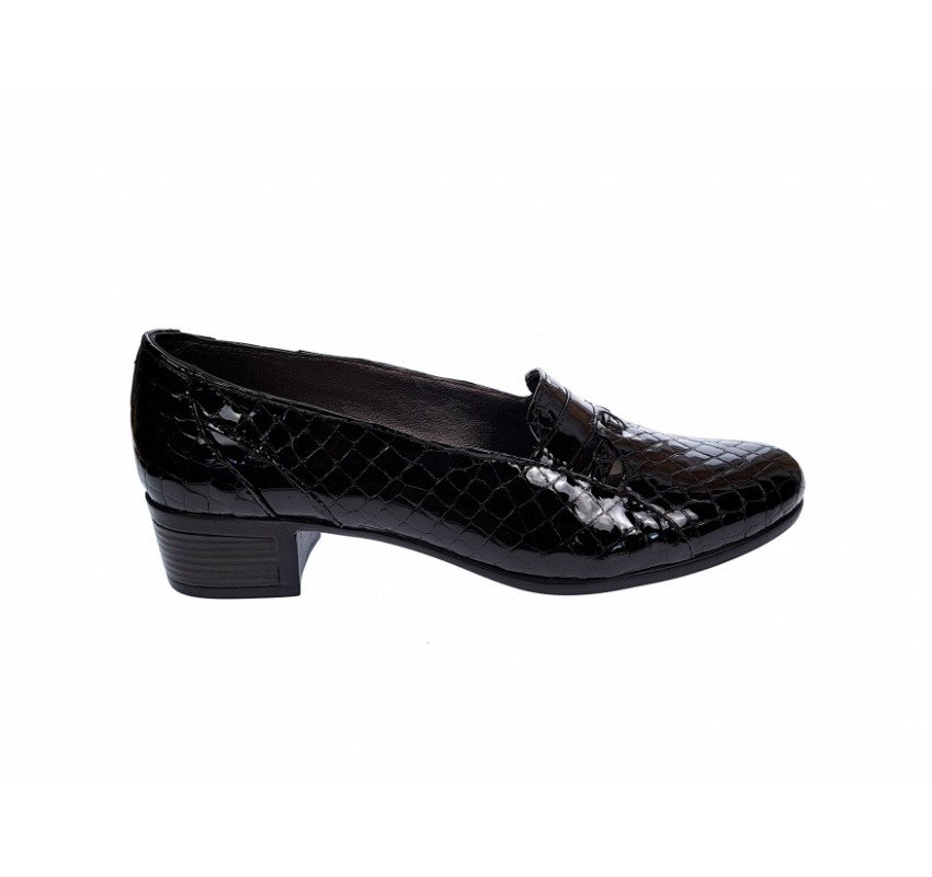 OFERTA MARIMEA  39   - Pantofi dama, din piele naturala, croco lac, cu toc de 5cm,LP18CRN