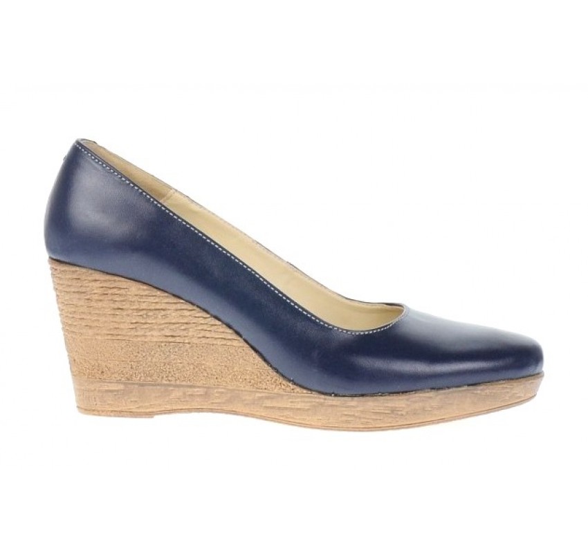 OFERTA marimea  37, 40- Pantofi dama, casual, bleumarin, din piele naturala, cu platforma de 7 cm Mara - LP3550BL