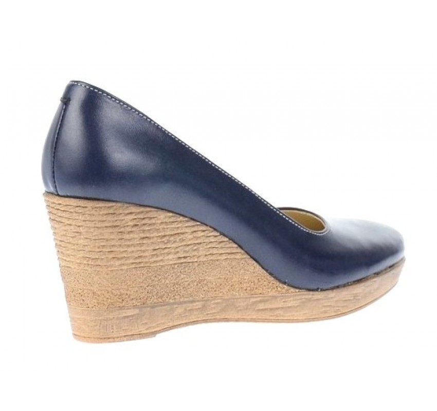 OFERTA marimea  37, 40- Pantofi dama, casual, bleumarin, din piele naturala, cu platforma de 7 cm Mara - LP3550BL