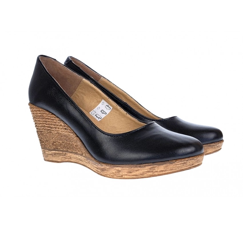 Oferta marimea 38, 41  - Pantofi dama, casual, din piele naturala box, platforme de 7 cm - MARA LP3550N