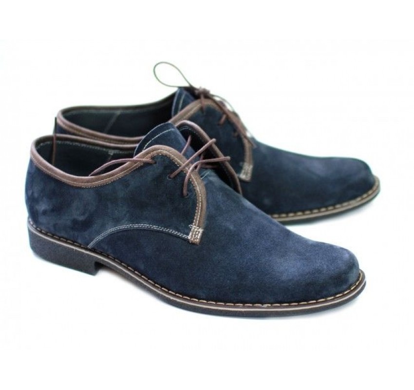 Oferta marimea  41, 44 - Pantofi barbati, din piele naturala (Intoarsa) casual-eleganti,  bleumarin -  LP80