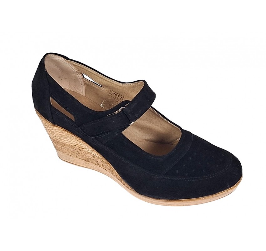 OFERTA  marimea  40  -Pantofi dama din piele naturala velur, negri, foarte comozi - LP9154NVEL2