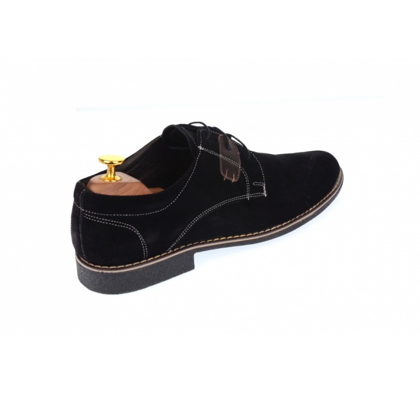 Oferta marimea 41 - Pantofi casual din piele naturala intoarsa de culoare neagra - LPANM