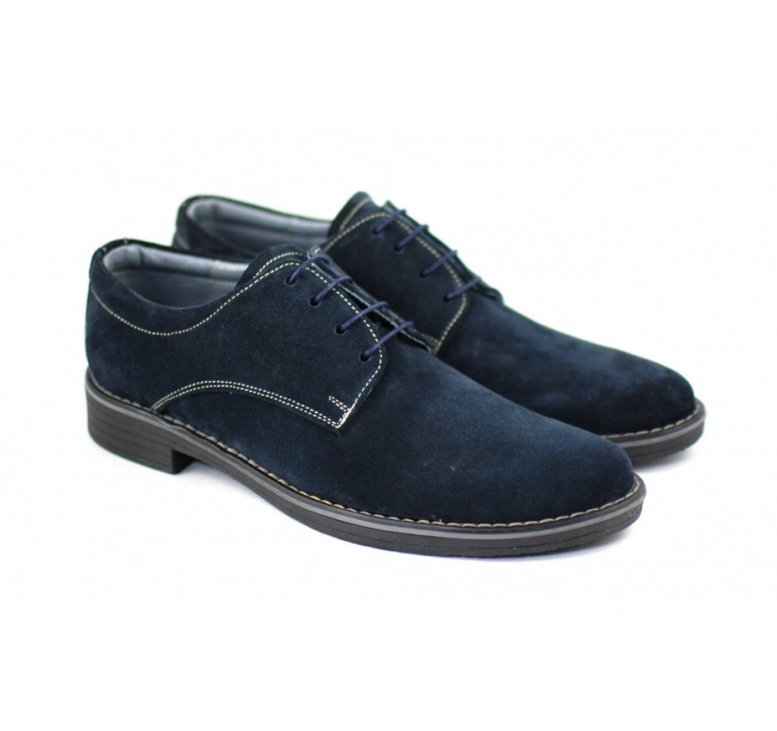 OFERTA  marimea 37, 38, 40, 42, 45 - Pantofi barbati casual, din piele naturala intoarsa, bleumarin - LPAVELBLM