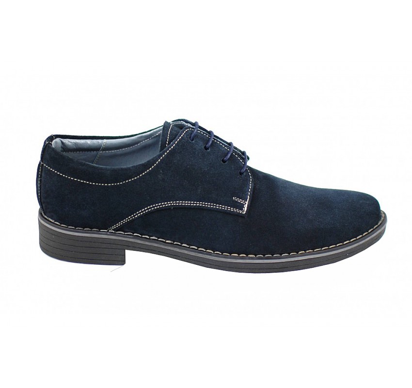 OFERTA  marimea 37, 38, 40, 42, 45 - Pantofi barbati casual, din piele naturala intoarsa, bleumarin - LPAVELBLM