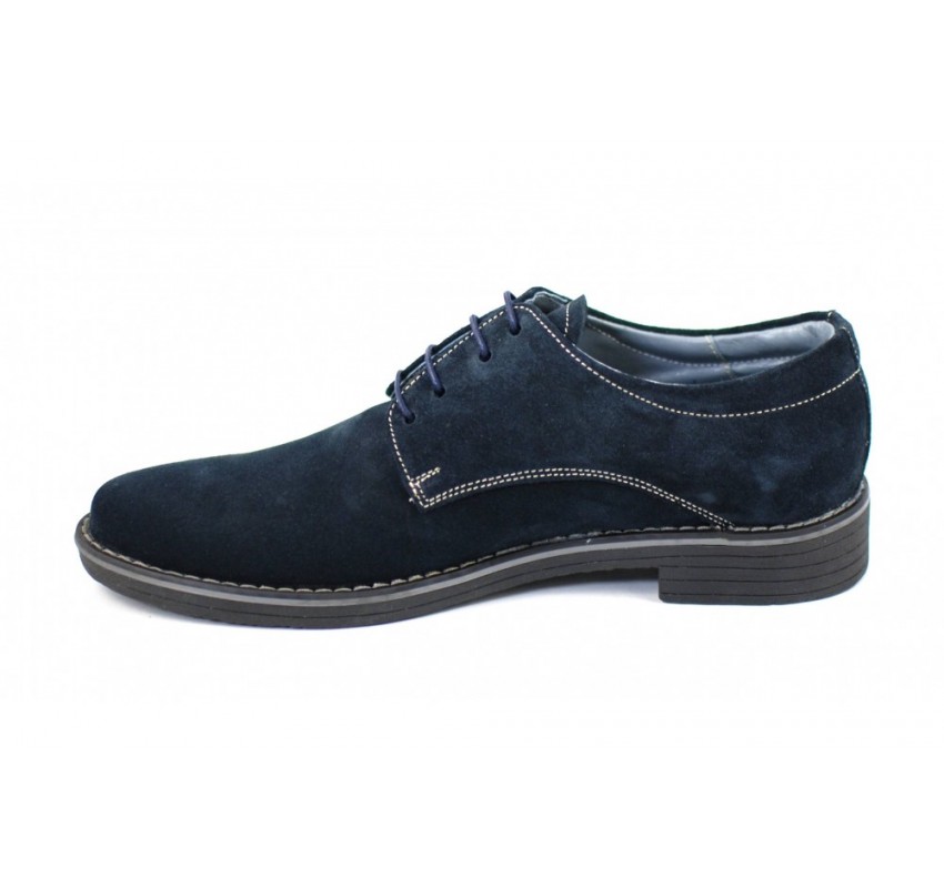 OFERTA  marimea 37, 38, 40, 42, 45 - Pantofi barbati casual, din piele naturala intoarsa, bleumarin - LPAVELBLM