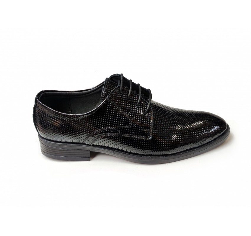 Pantofi barbati eleganti, din piele naturala, Negru LAC, CIUCALETI SHOES - LPB101LACG