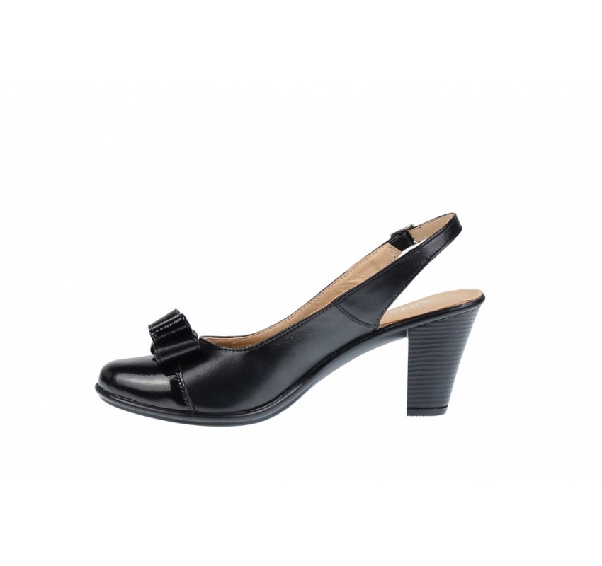 OFERTA  marimea  38 - Pantofi dama, eleganti din piele naturala in combinatie cu piele lac, culoare negru -  LS100LACN