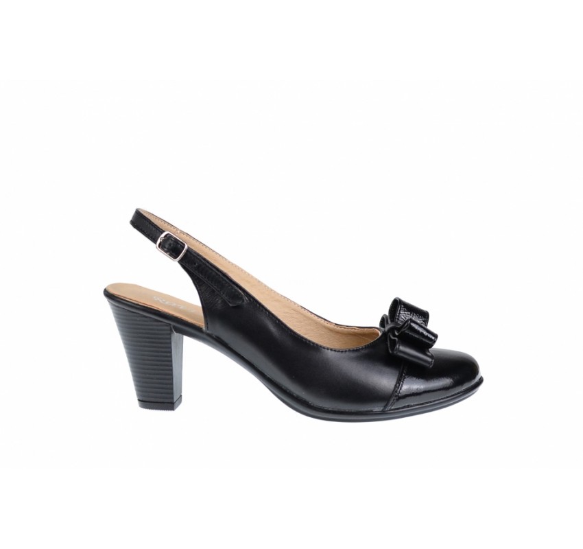 OFERTA  marimea  38 - Pantofi dama, eleganti din piele naturala in combinatie cu piele lac, culoare negru -  LS100LACN