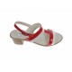 OFERTA marimea  35,36, 37, 38, 39, 40 -Sandale dama din piele naturala, lac, combinatie de culori, Rosu, Alb, toc de 5cm - LS7AR