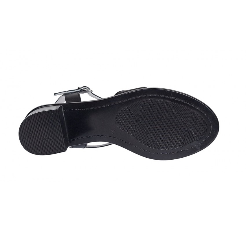 Oferta marmea 36 Sandale dama din piele naturala cu toc de 5cm, Negru, LS8NLAC