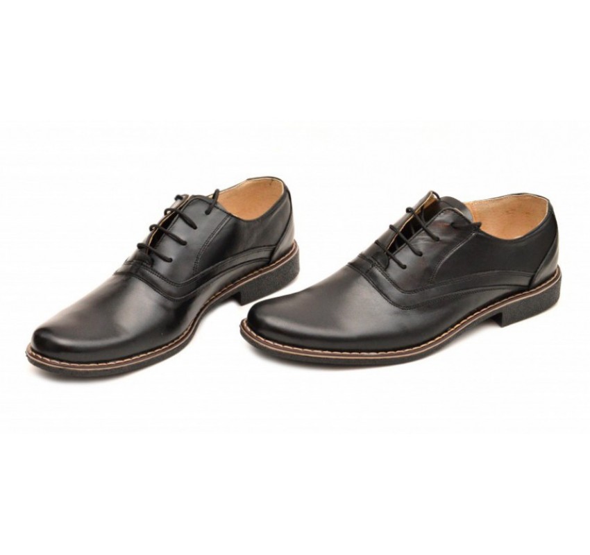 Pantofi negri barbati casual, eleganti din piele naturala LUX76N