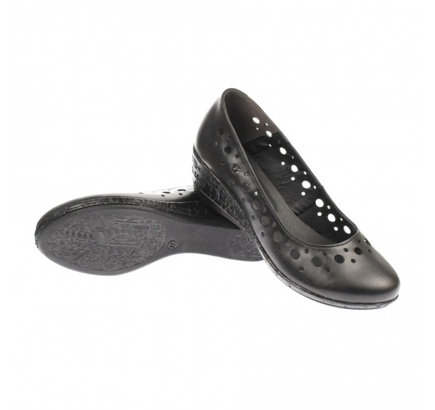 Pantofi dama, casual, din piele naturala negru box, cu platforma de 5 cm - MALTAN