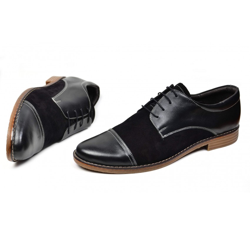 Pantofi barbati casual - eleganti din piele naturala KLAUSS BLACK 