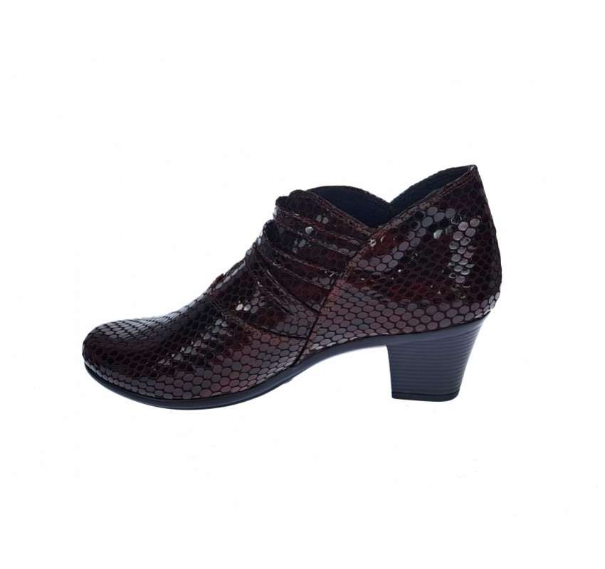 Botine dama din piele naturala Croco, Barete, Catarame argintii, Toc de 5 cm, GRENA - MVS63CTCRGR