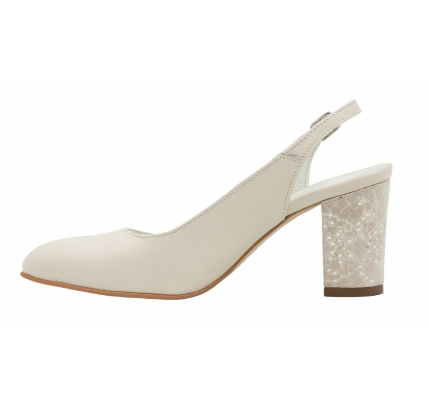 Pantofi dama eleganti , decupati , nud , cu toc floral , 6 cm - NA101NUD