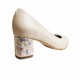 Pantofi eleganti dama, bej, model floral, din piele naturala box, toc 5 cm - NA87BEJ3