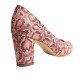 Pantofi eleganti dama, bej, imprimeu sarpe, din piele naturala box, toc 6 cm - NA87SARPE