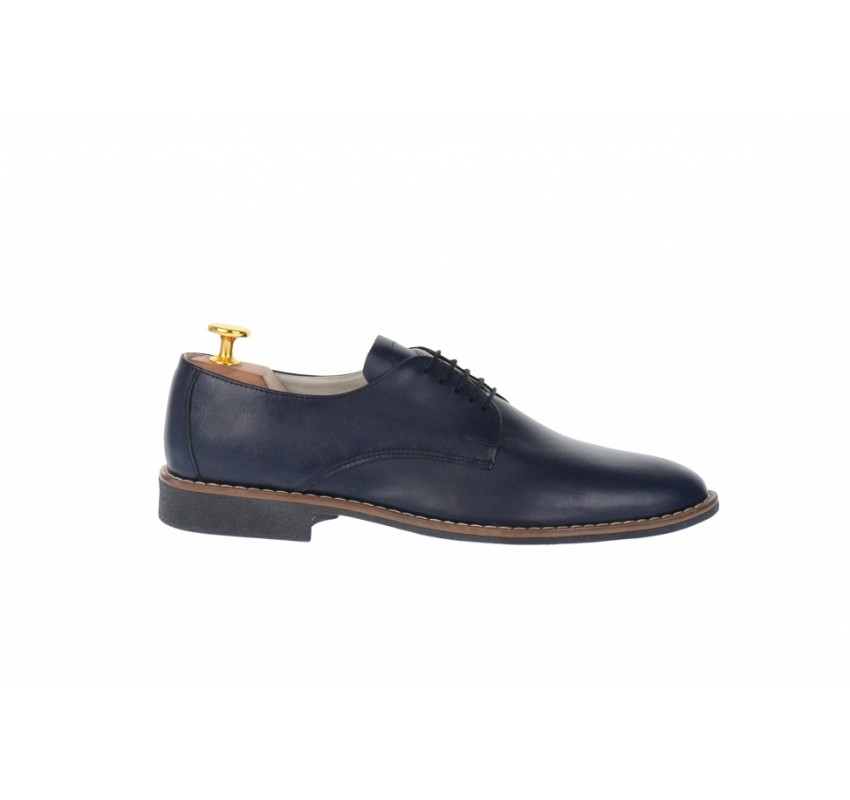 Pantofi barbati casual, eleganti din piele naturala bleumarin inchis, NIC184BLBOX