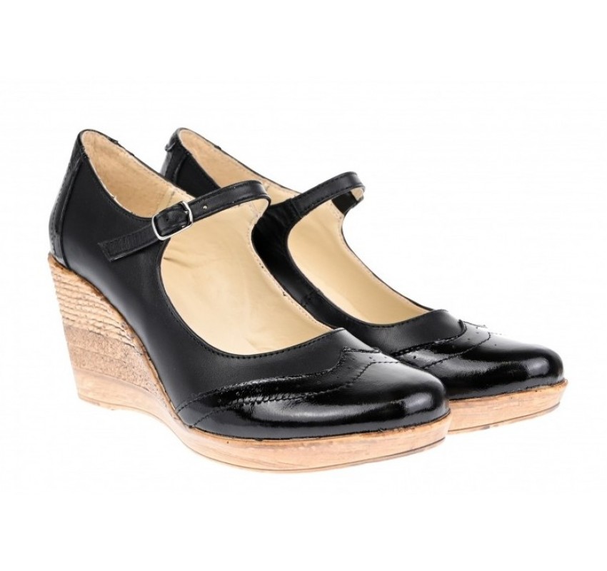 Pantofi dama casual din piele naturala  neagra - P104B