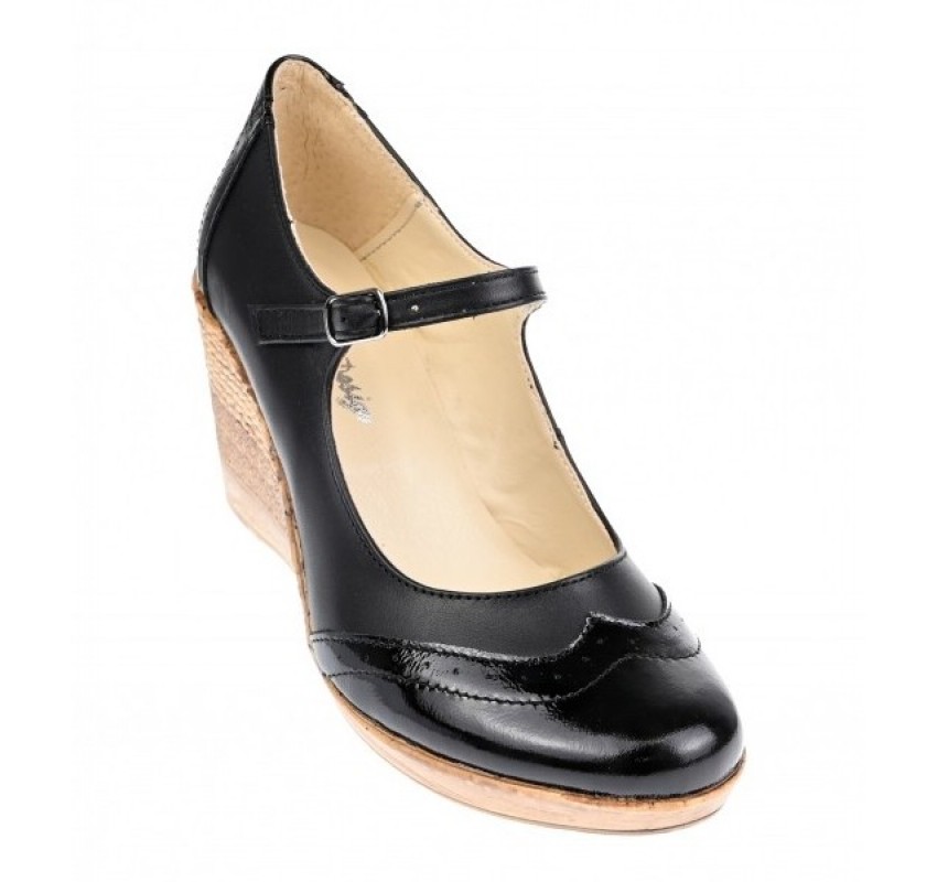 Pantofi dama casual din piele naturala  neagra - P104B