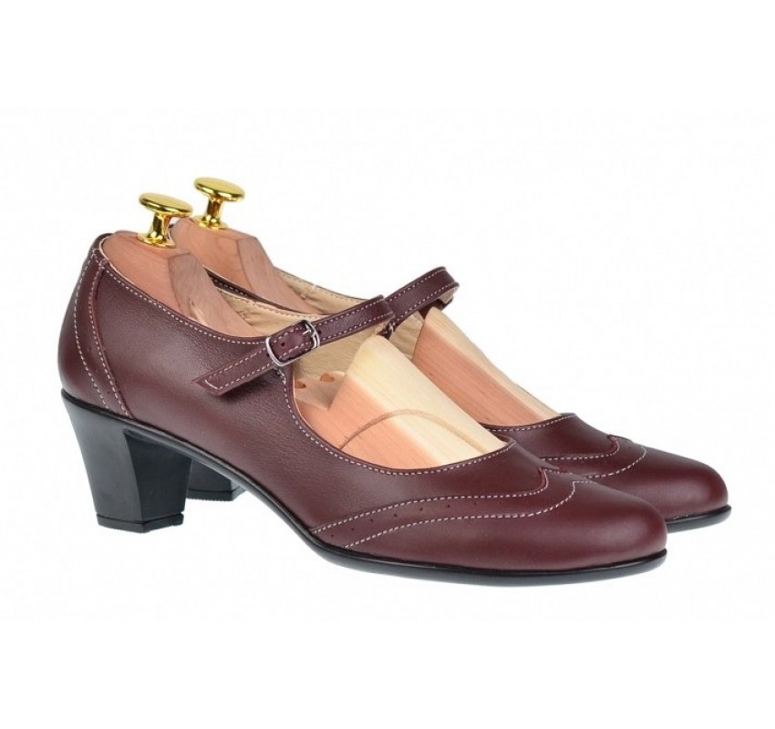 Pantofi dama eleganti din piele naturala grena - P104G