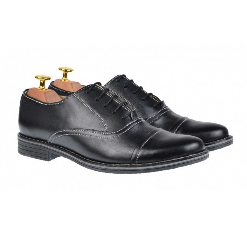 Pantofi barbati casual din piele naturala neagra P32NBOX